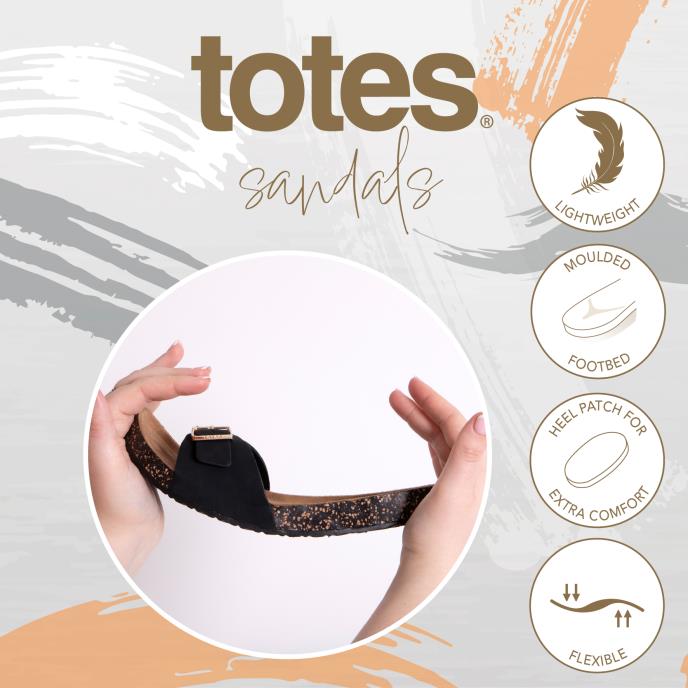 totes® Ladies PU Buckle Slider Black Extra Image 6
